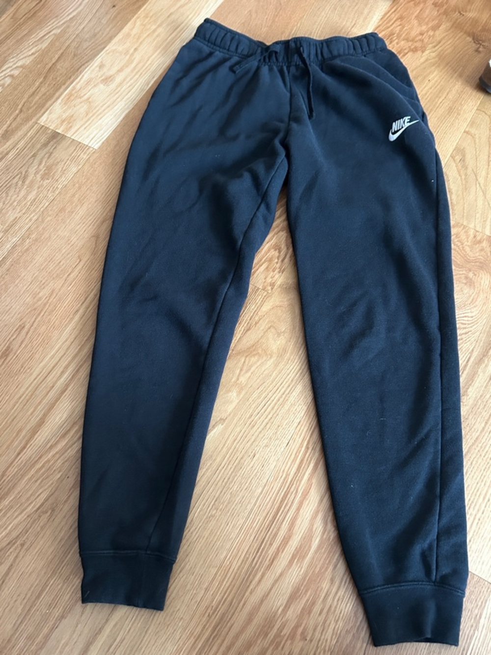 Nike Kids Black Jogger Sweatpants with White Swoosh